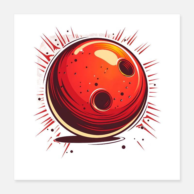 Bowlingkugel Comic Look Poster 40x40 cm