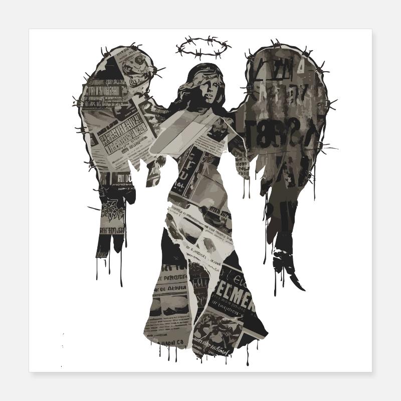 Collage d’anges grunge - Art urbain Poster 40 x 40 cm