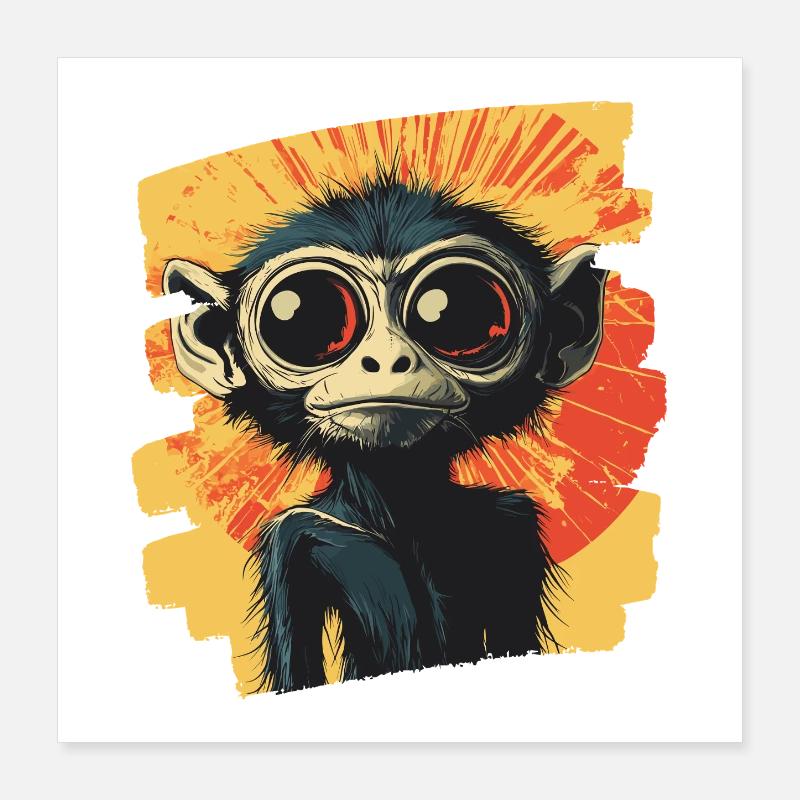 Singe araignée rétro Poster 40 x 40 cm