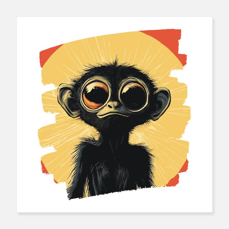 Spinnenaffe Retro Poster 40x40 cm