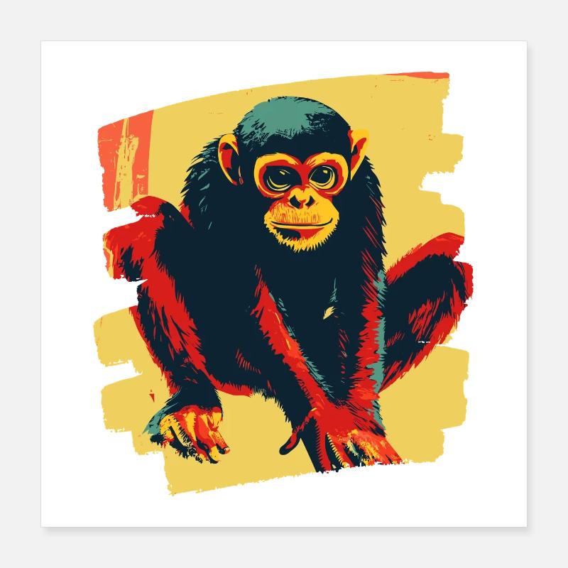 Spinnenaffe Retro Poster 40x40 cm
