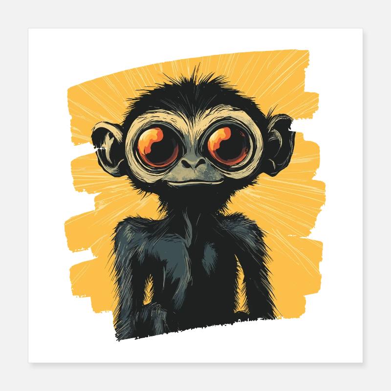 Spinnenaffe Retro Poster 40x40 cm
