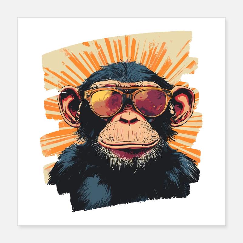 Affe Retro Poster 40x40 cm