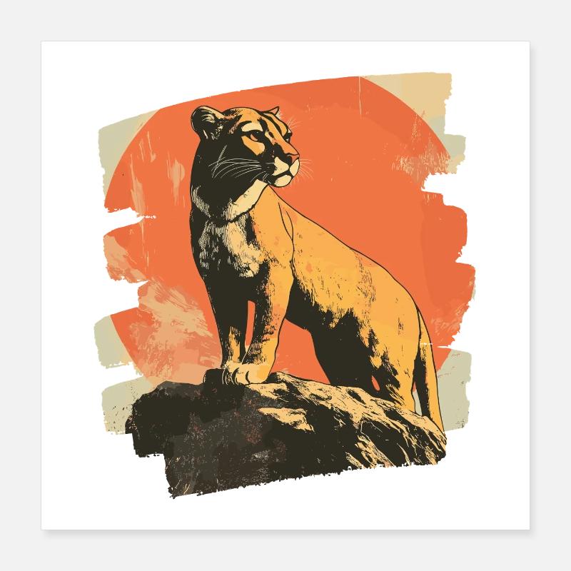 Lion from mountain Retro Poster 40x40 cm