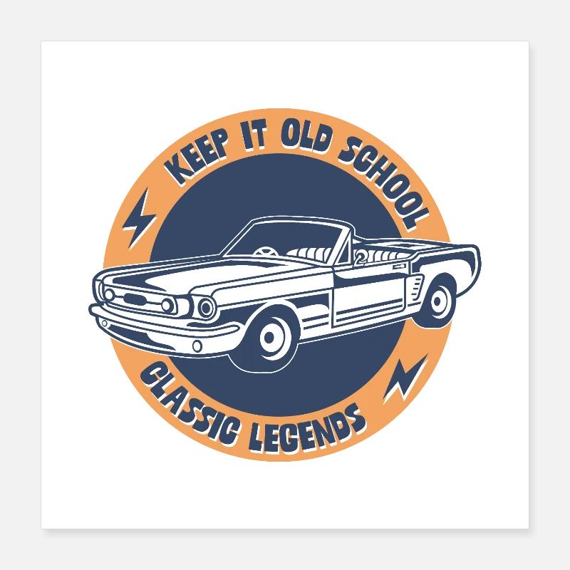 Keep It Old School – Classic Car Legends Poster 16" x 16" (40x40 cm)
