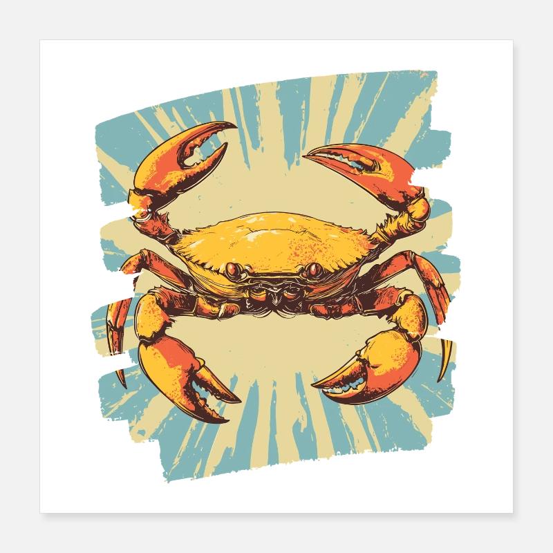 Crabe Rétro Poster 40 x 40 cm