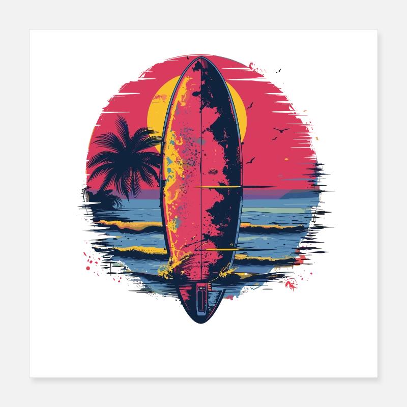 Planche de surf Synthwave Poster 40 x 40 cm