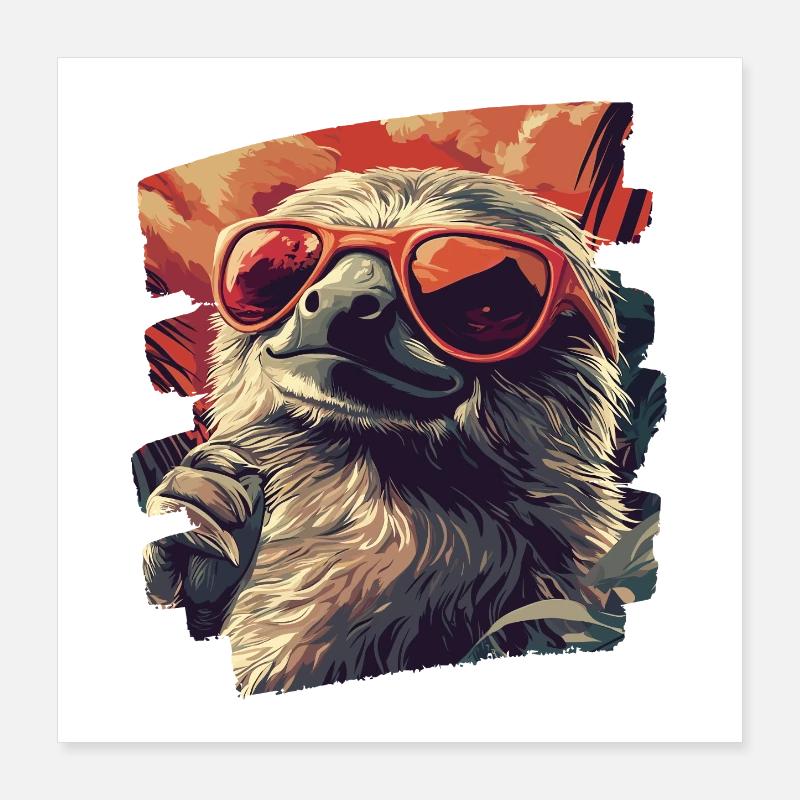 Sloth Retro Poster 16" x 16" (40x40 cm)
