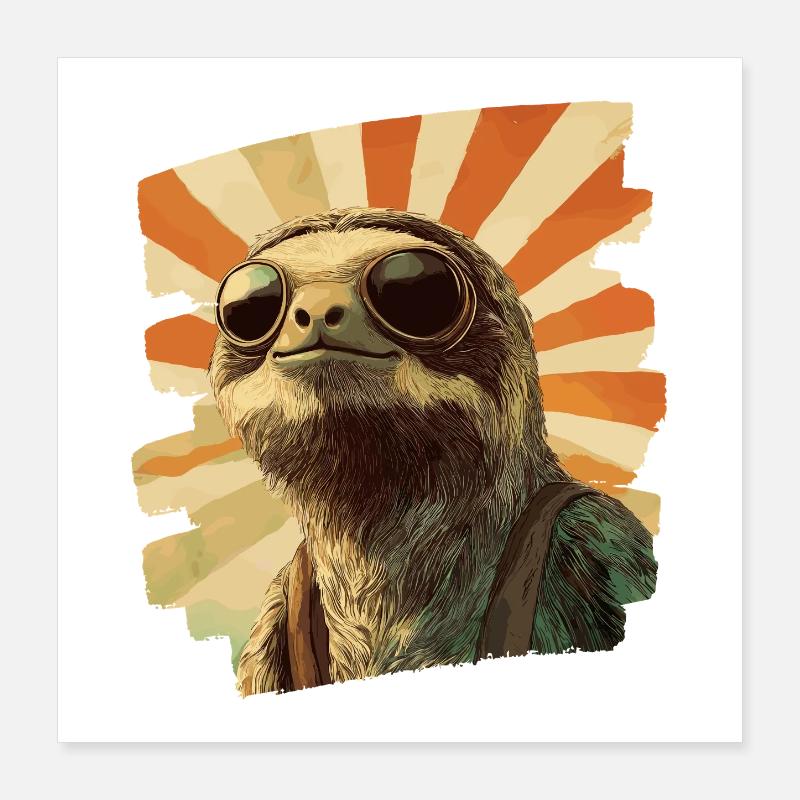 Sloth Retro Poster 16" x 16" (40x40 cm)