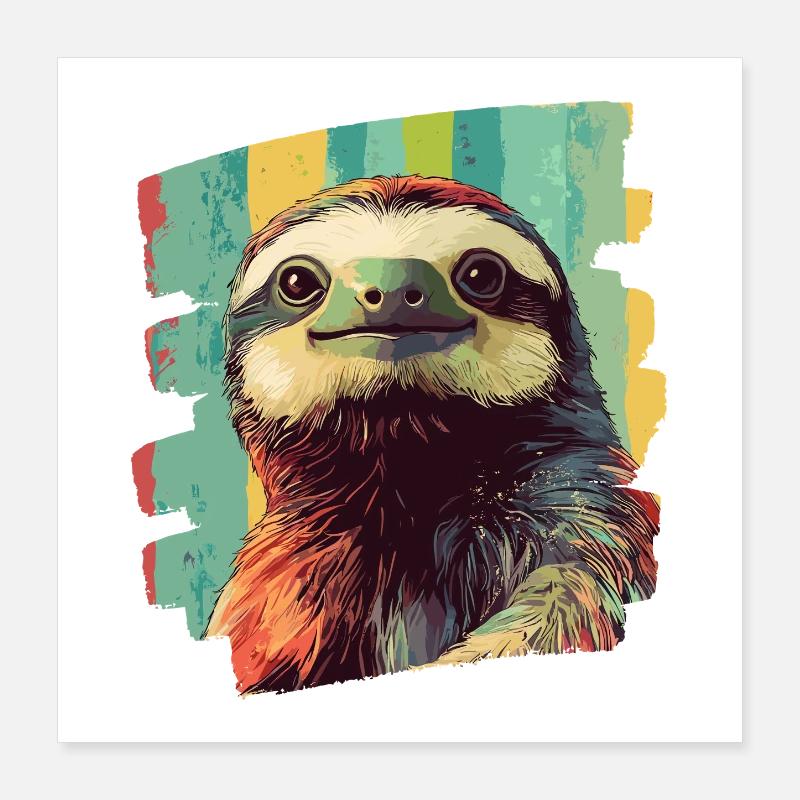 Faultier Retro Poster 40x40 cm