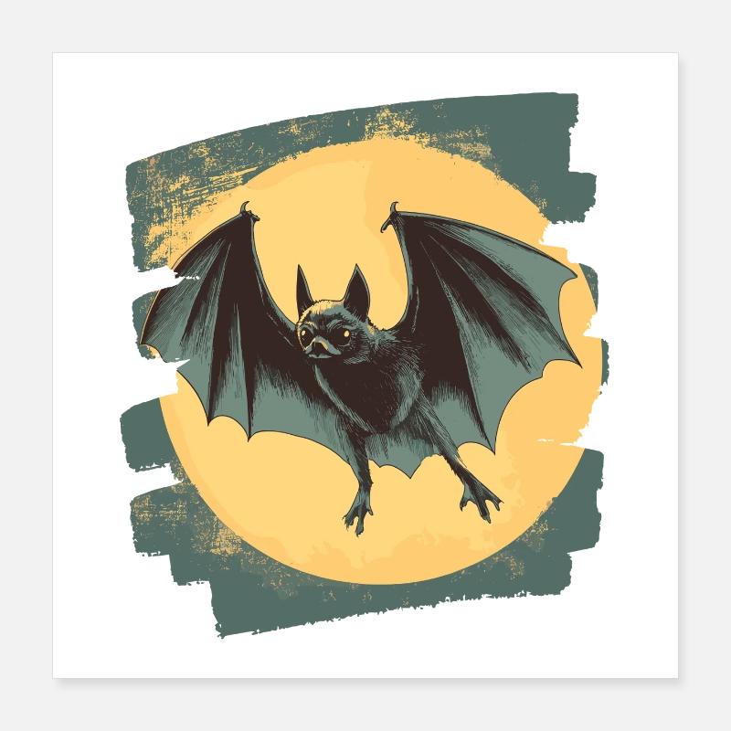 Fledermaus Retro Poster 40x40 cm
