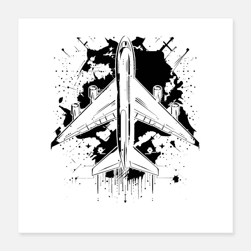 Dessin d’avion Poster 40 x 40 cm