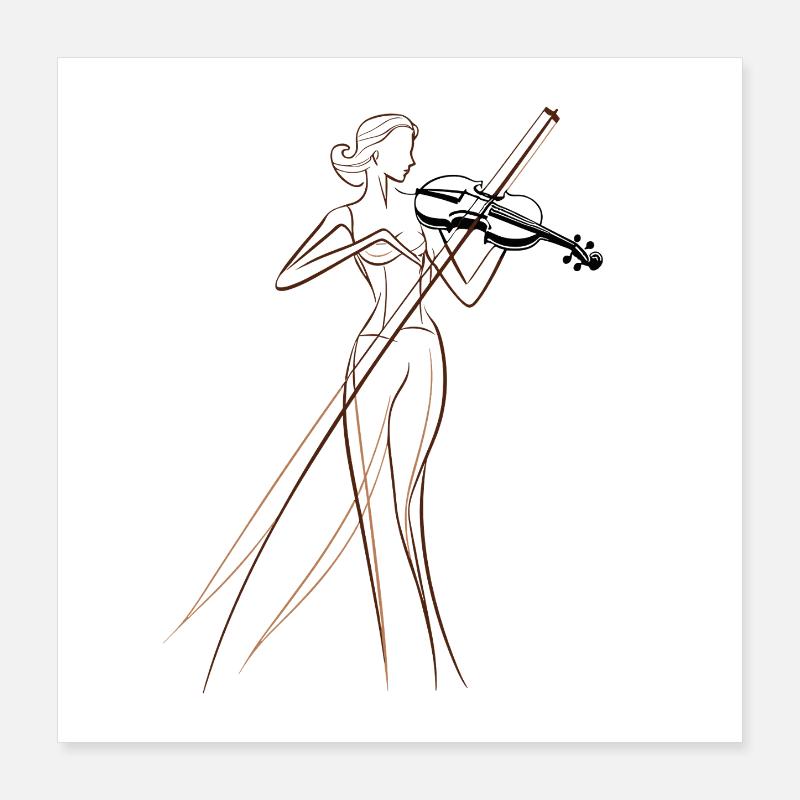 Dessin de violoniste Poster 40 x 40 cm