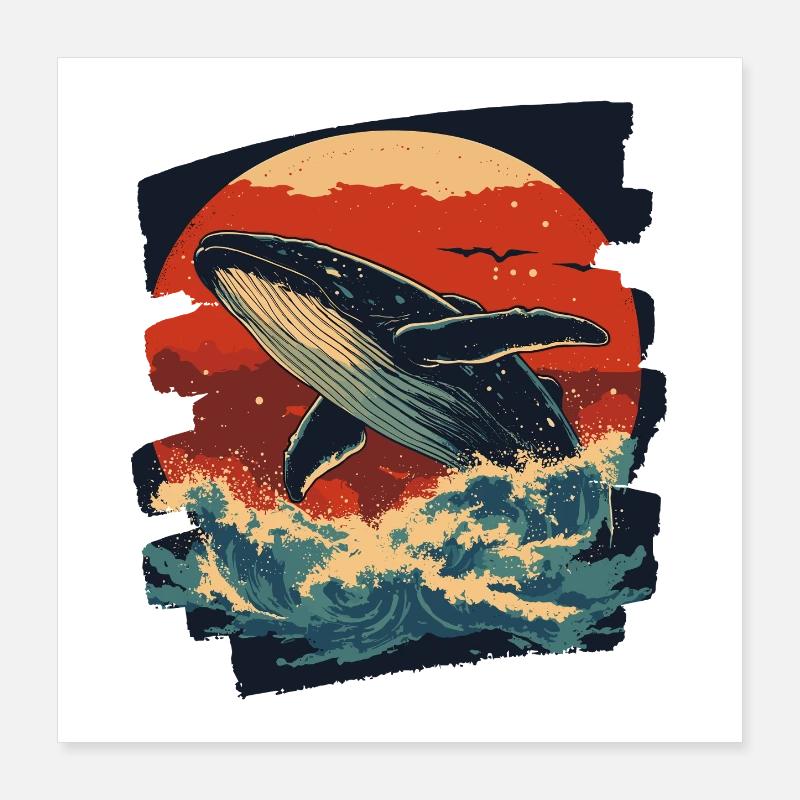 Whale Poster 16" x 16" (40x40 cm)