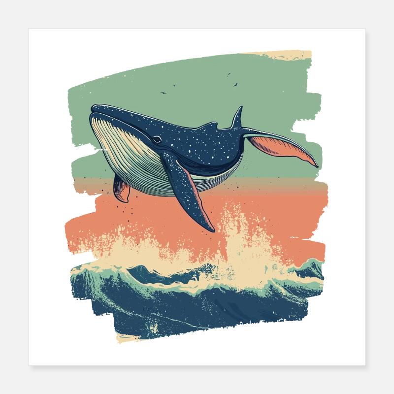 Whale Poster 16" x 16" (40x40 cm)