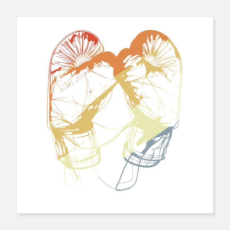 Retro Boxing Gloves Poster 16" x 16" (40x40 cm)