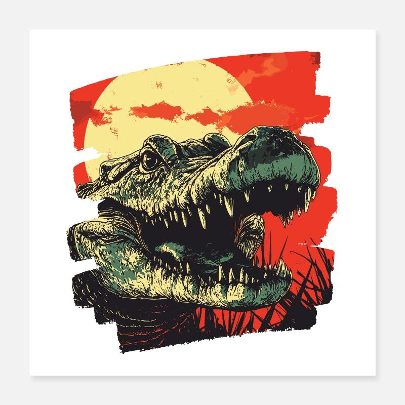 Crocodile Rétro Poster 40 x 40 cm