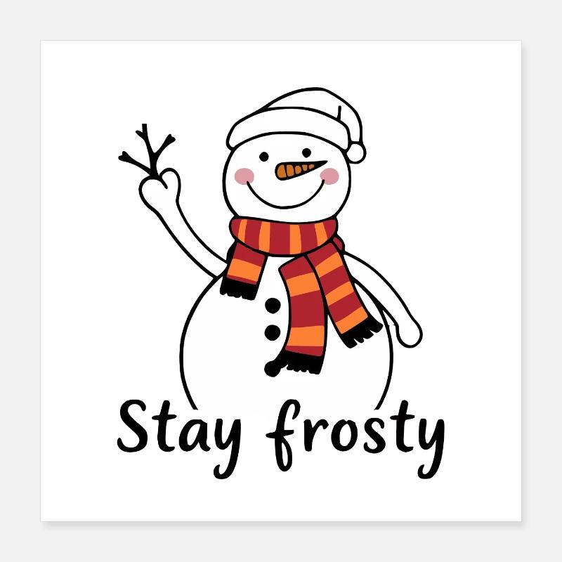 Fröhlicher Schneemann mit rotem Schal Poster 40x40 cm