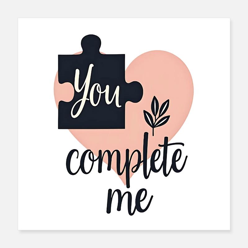 Du kompletierst mich Herzpuzzle Poster 40x40 cm