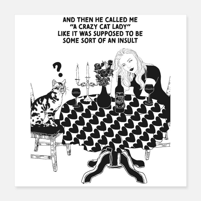 DAME CHAT FOLLE Poster 40 x 40 cm