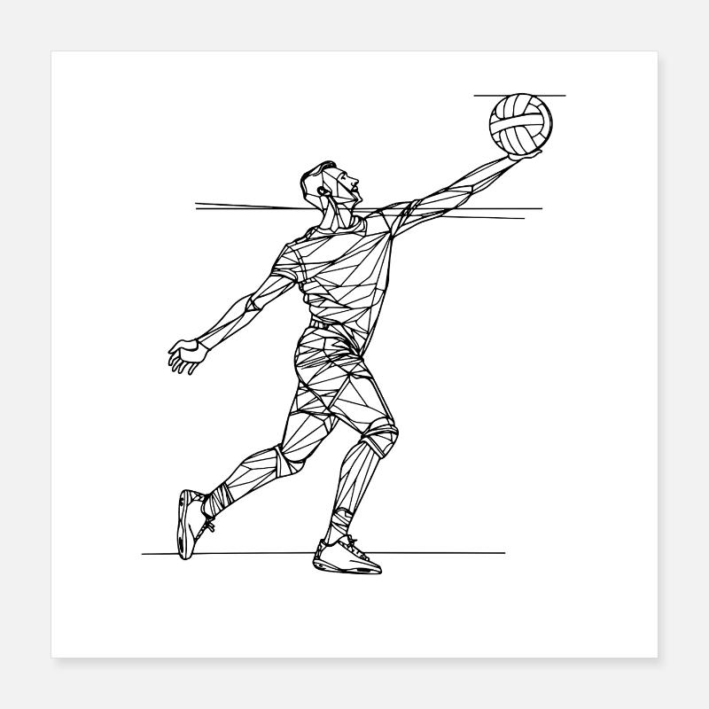 Dessin d’un joueur de volley-ball Poster 40 x 40 cm