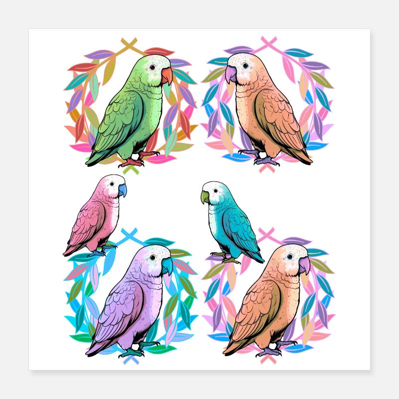 oiseau oiseaux perroquet perroquet couronne de laurier Poster 40 x 40 cm