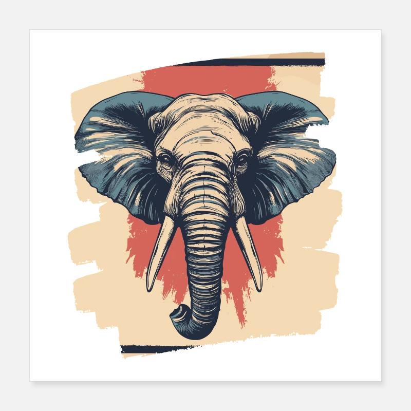 Éléphant Poster 40 x 40 cm