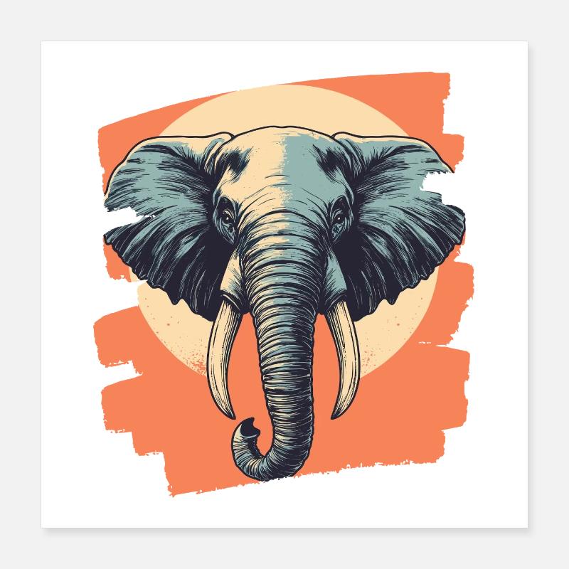 Éléphant Poster 40 x 40 cm