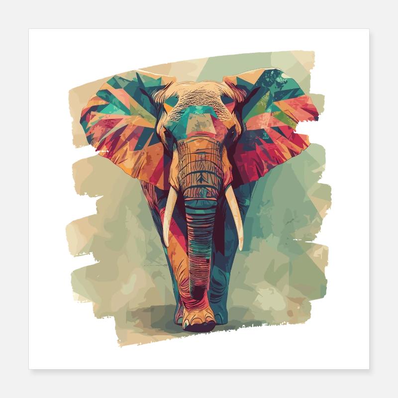 Éléphant Poster 40 x 40 cm