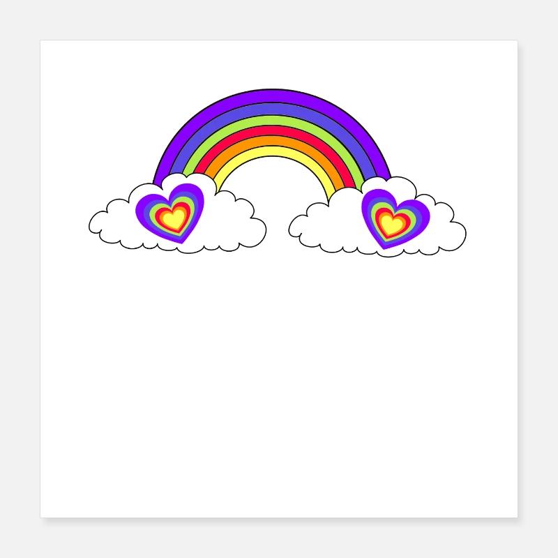 Coeurs arc-en-ciel LGBT Poster 40 x 40 cm