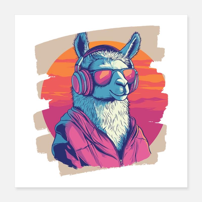 Casque Llama Poster 40 x 40 cm