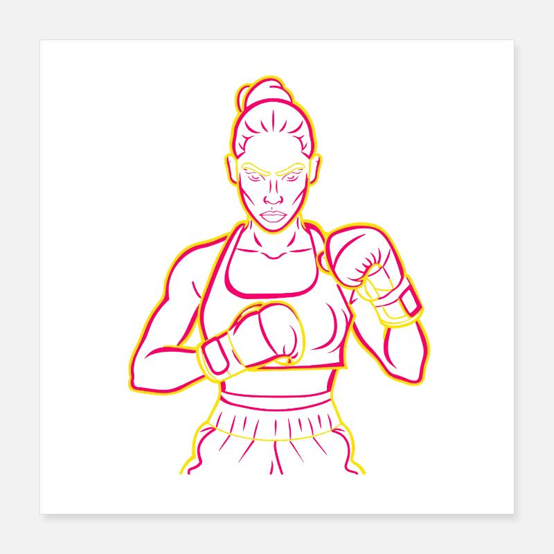 Dessin de boxeur Poster 40 x 40 cm
