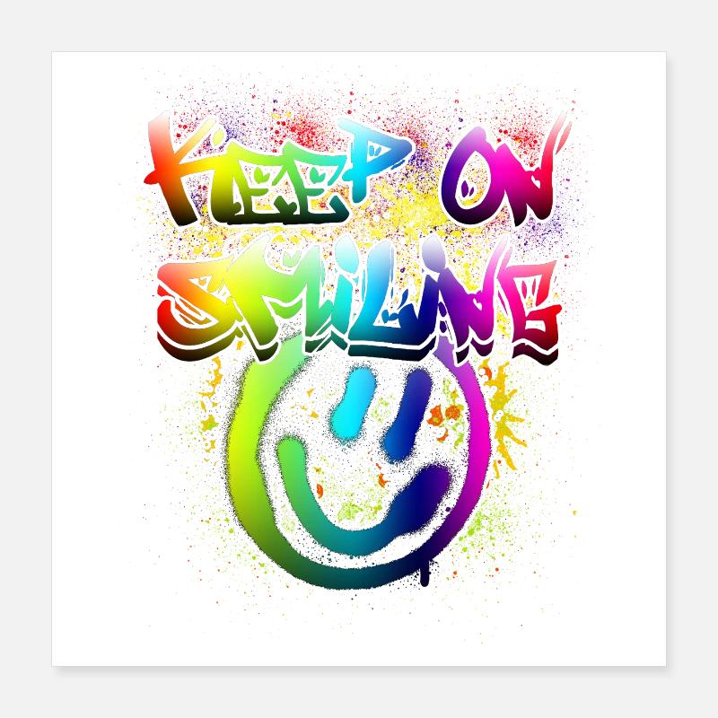 Conception de graffiti de visage heureux coloré Poster 40 x 40 cm