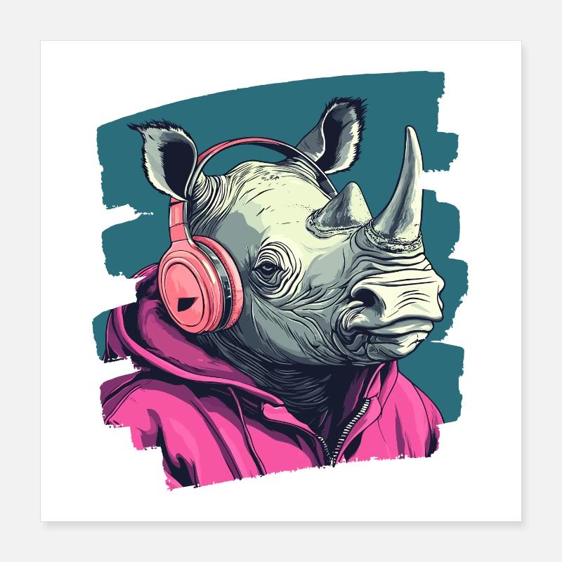 Nashorn Poster 40x40 cm