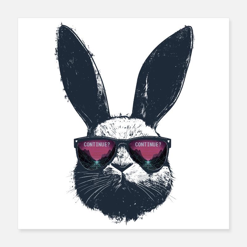 Lunettes de soleil rétro lapin Synthwave Gaming Gift Poster 40 x 40 cm