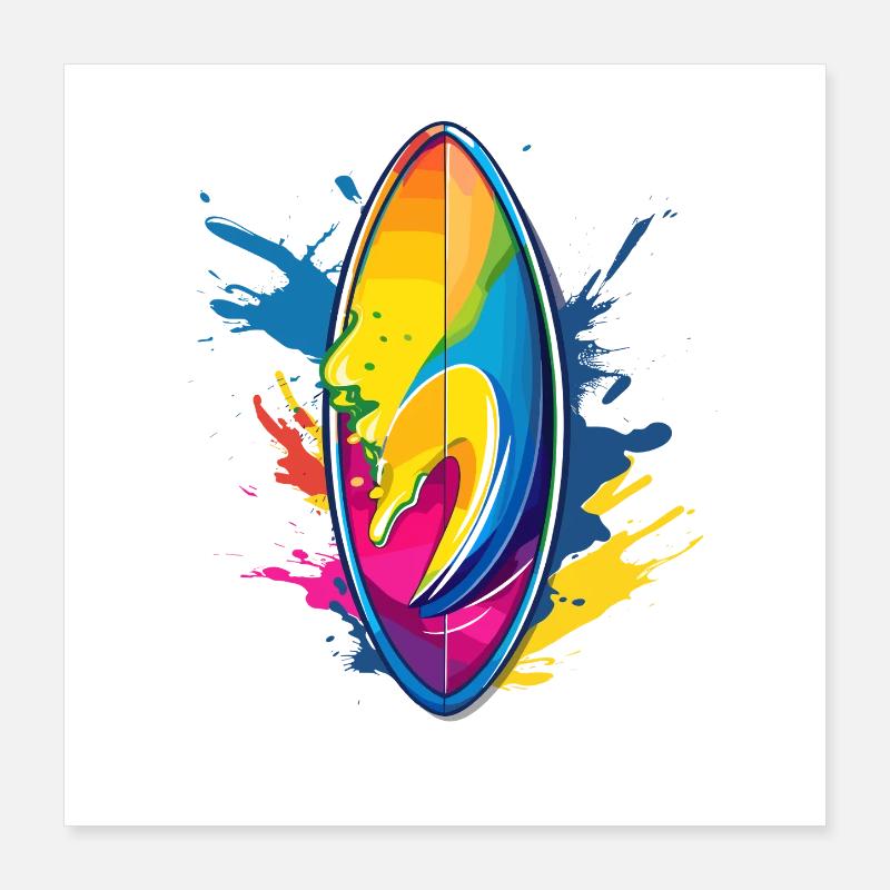 Surfbrett Farbklecks Poster 40x40 cm