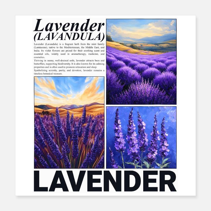 Lavande Lavandula Nature Provence Cadeau Botanique Poster 40 x 40 cm