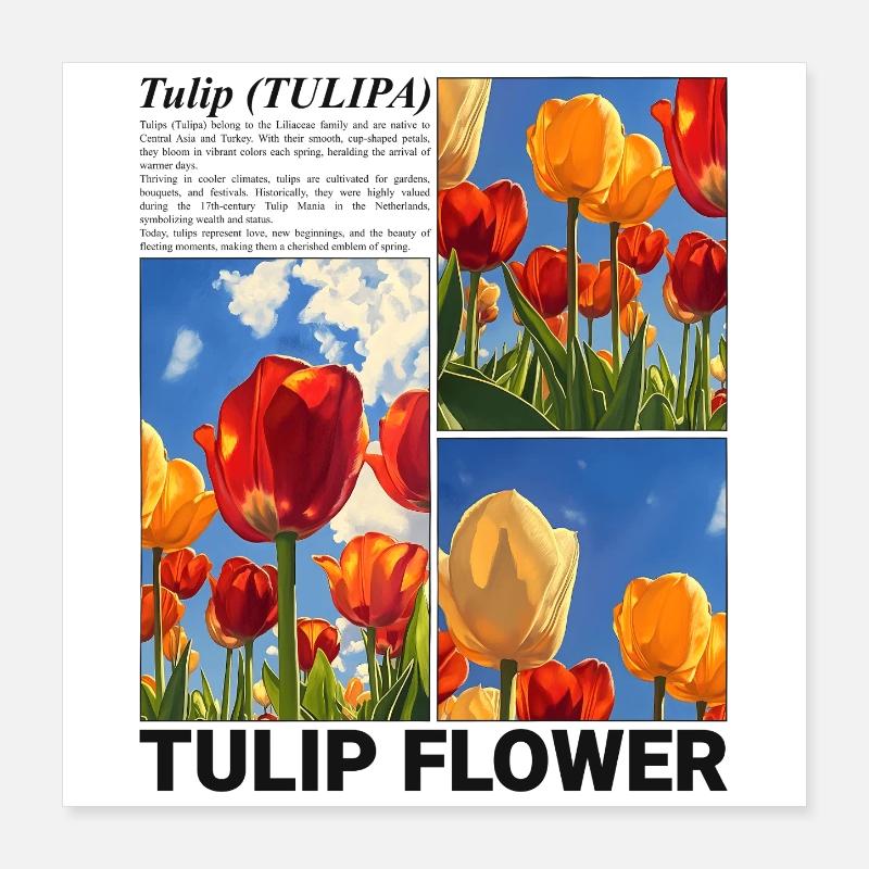 Tulip Spring Nature Flower Botanical Gift Poster 16" x 16" (40x40 cm)