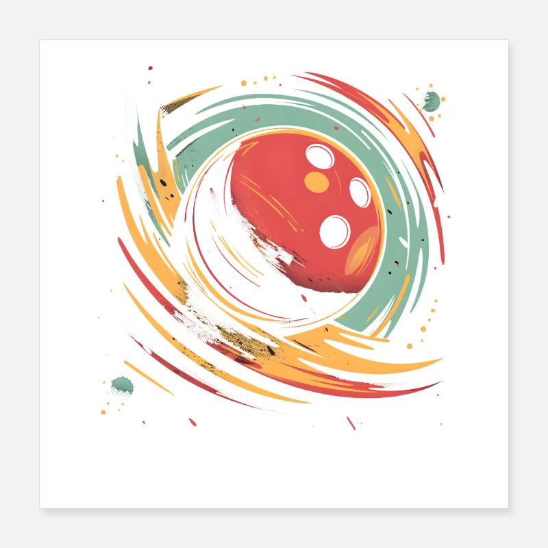 Retro Bowlingkugel Poster 40x40 cm