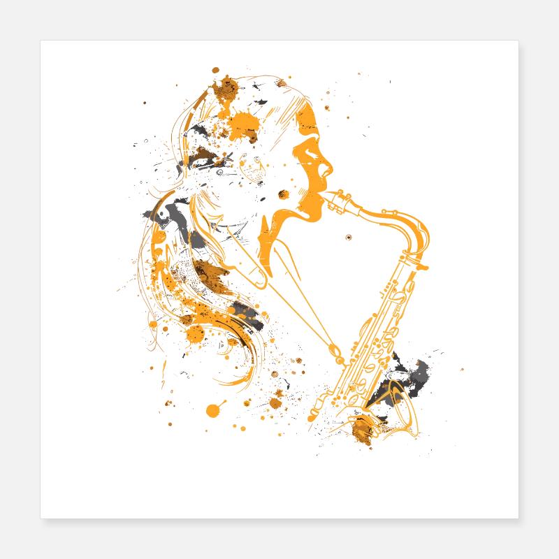 Saxophone fille graffiti Poster 40 x 40 cm