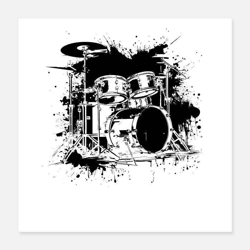 Dessin du kit de batterie Poster 40 x 40 cm