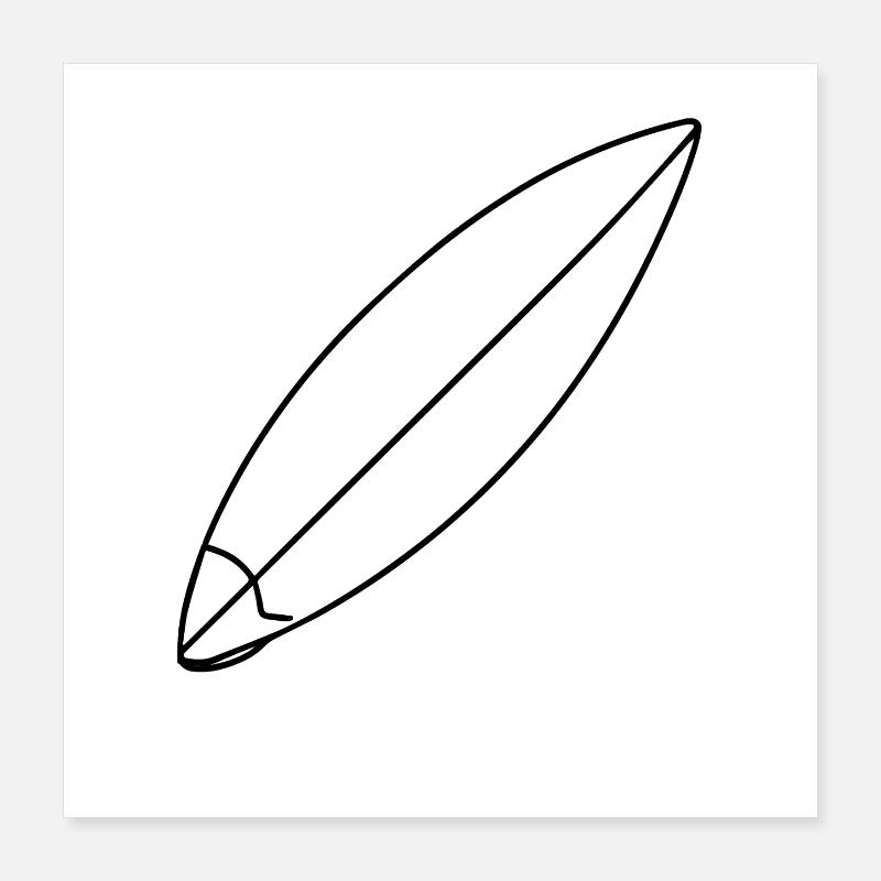 Surfboard Sketch Poster 16" x 16" (40x40 cm)