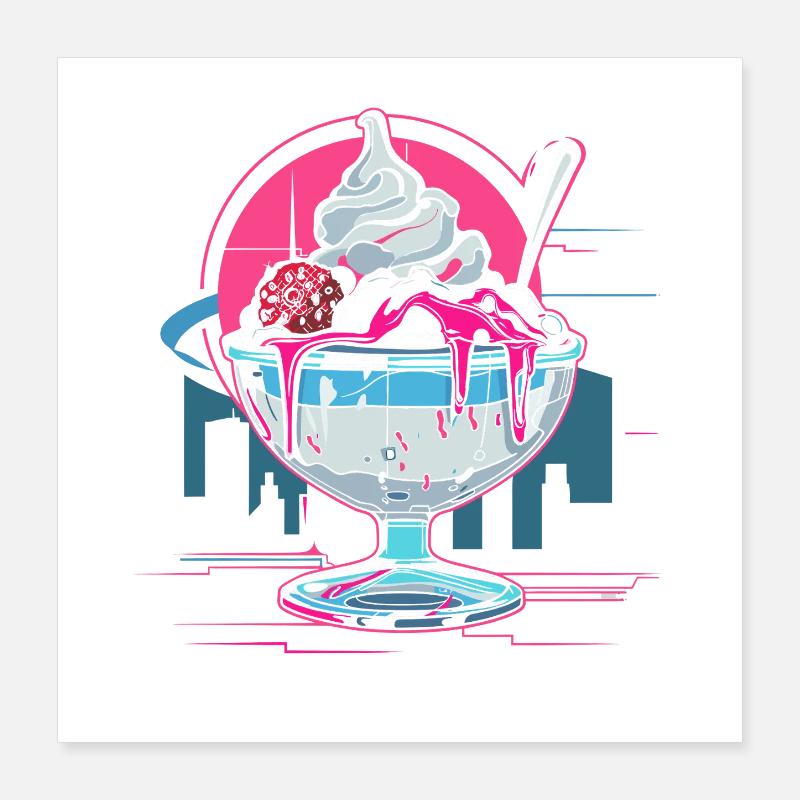 Eisbecher Retrowave Poster 40x40 cm