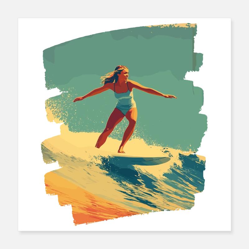 Surfeur Poster 40 x 40 cm