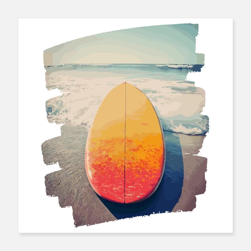 Surfbrett Poster 40x40 cm