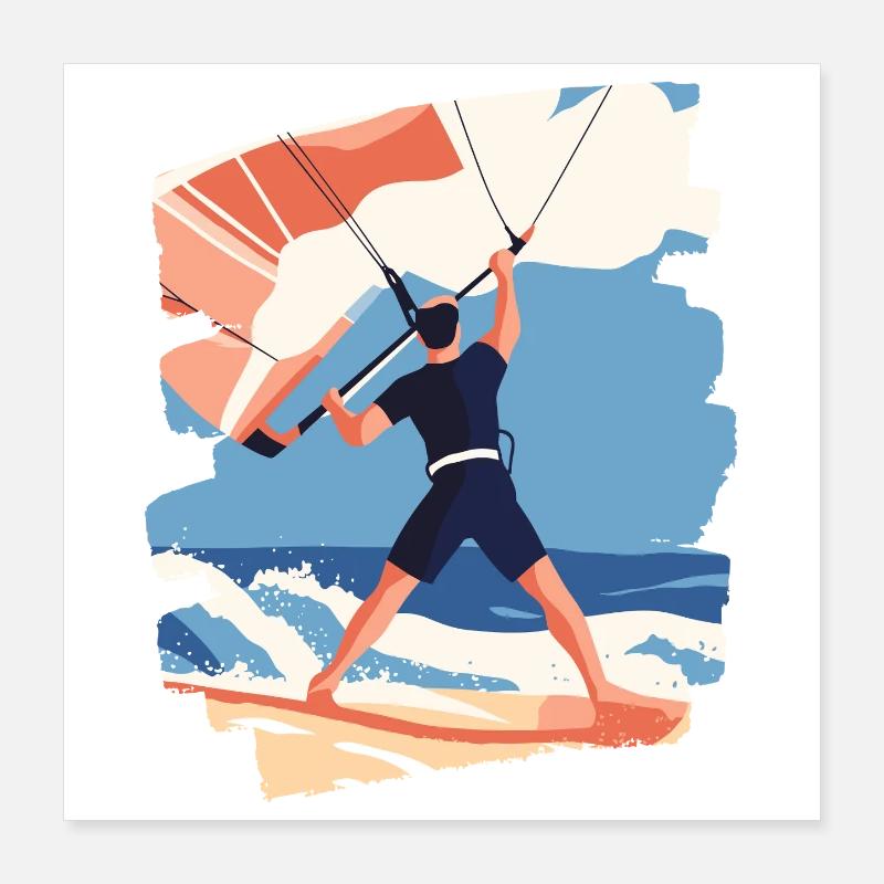 kitesurfeurs Poster 40 x 40 cm