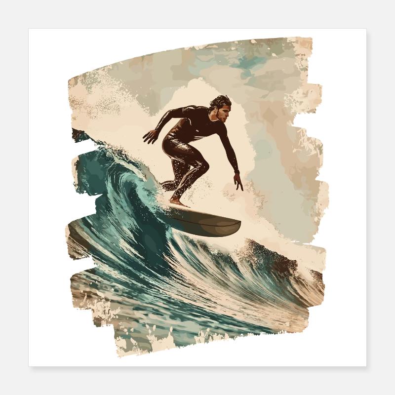 Surfeur Poster 40 x 40 cm