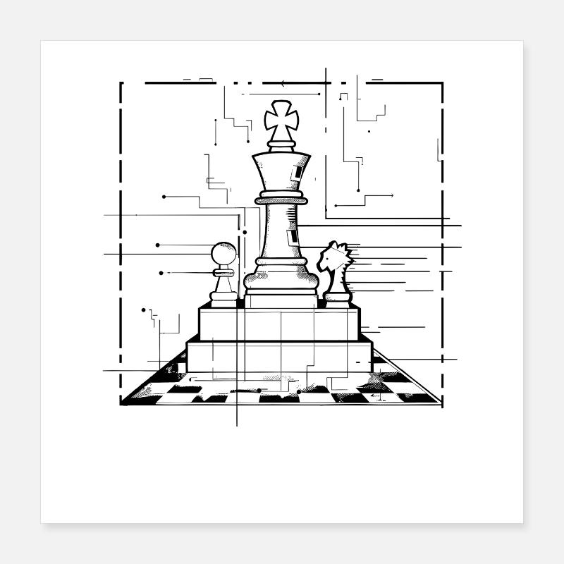 Chess Pieces Graphics Poster 16" x 16" (40x40 cm)