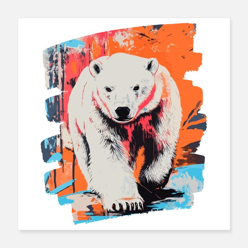 Eisbär Graffiti Sprayer Poster 40x40 cm