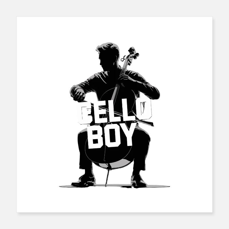 Violoncelle Garçon Silhouette Violoncelle Poster 40 x 40 cm